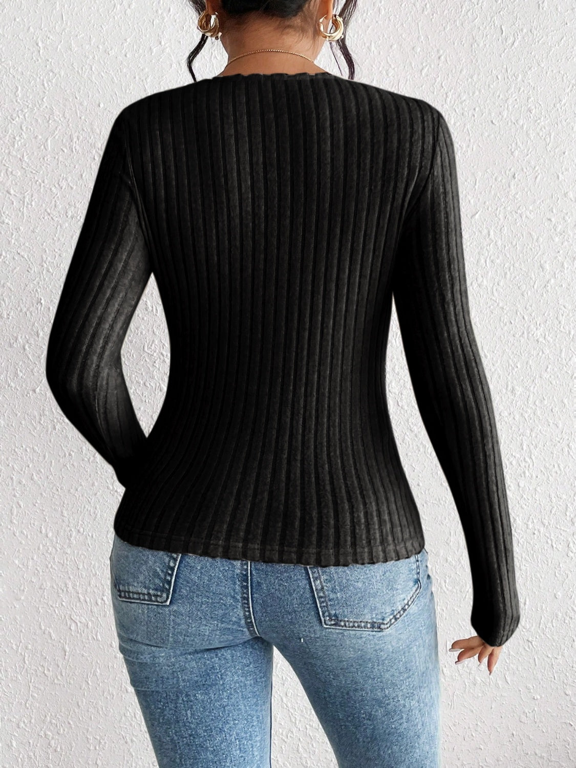 Honey Ribbed Long Sleeve T-Shirt Trandify Deal