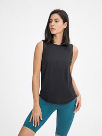 Women’s Cutout Back Active Tank Top – Cropped Yoga Tee for Workouts