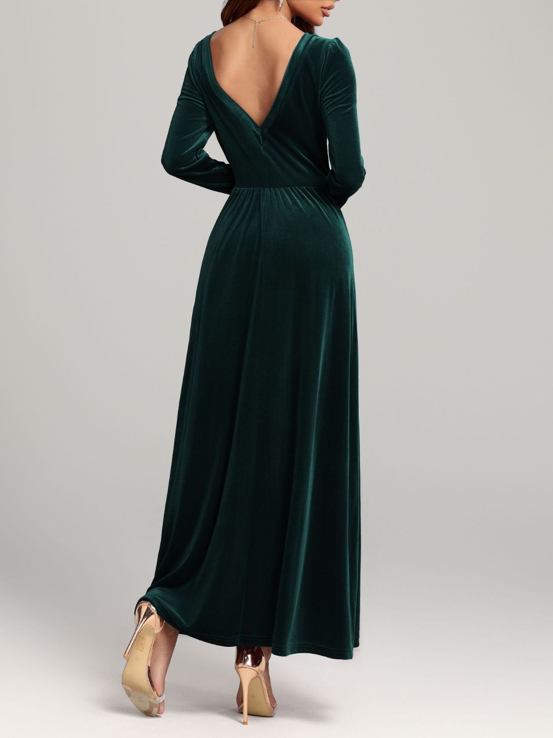 Velvet Square Neck Long Sleeve Dress Trandify Deal