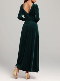 Velvet Square Neck Long Sleeve Dress Trandify Deal
