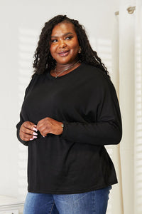 Double Take Seam Detail Round Neck Long Sleeve Top Trandify Deal