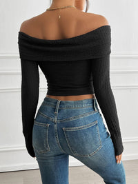 Devine Off-Shoulder Long Sleeve T-Shirt Trandify Deal