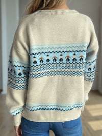 Contrast Round Neck Dropped Shoulder Sweater Trandify Deal