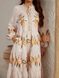 Printed Long Sleeve Midi Dress Trandify Deal