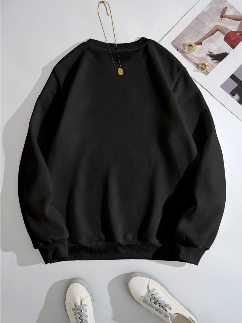 Women’s Graphic Print Long Sleeve Sweatshirt – Round Neck Casual Pullover for Fashionable Outfits