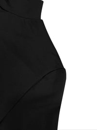 Sexy Backless Long Sleeve Cropped Mock Neck T-Shirt for Women – Trendy Streetwear Top