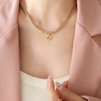 Brass Inlaid Zircon Letter Pendant Necklace Trandify deal