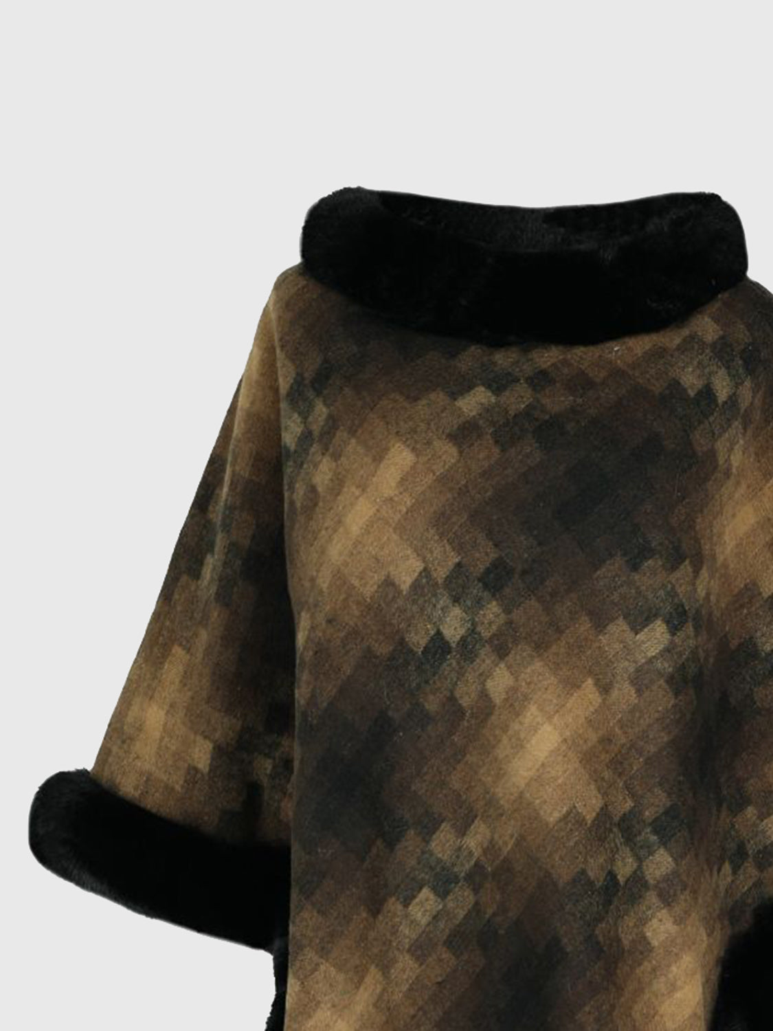 Faux Fur Trim Poncho Trandify Deal