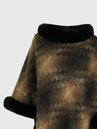 Faux Fur Trim Poncho Trandify Deal