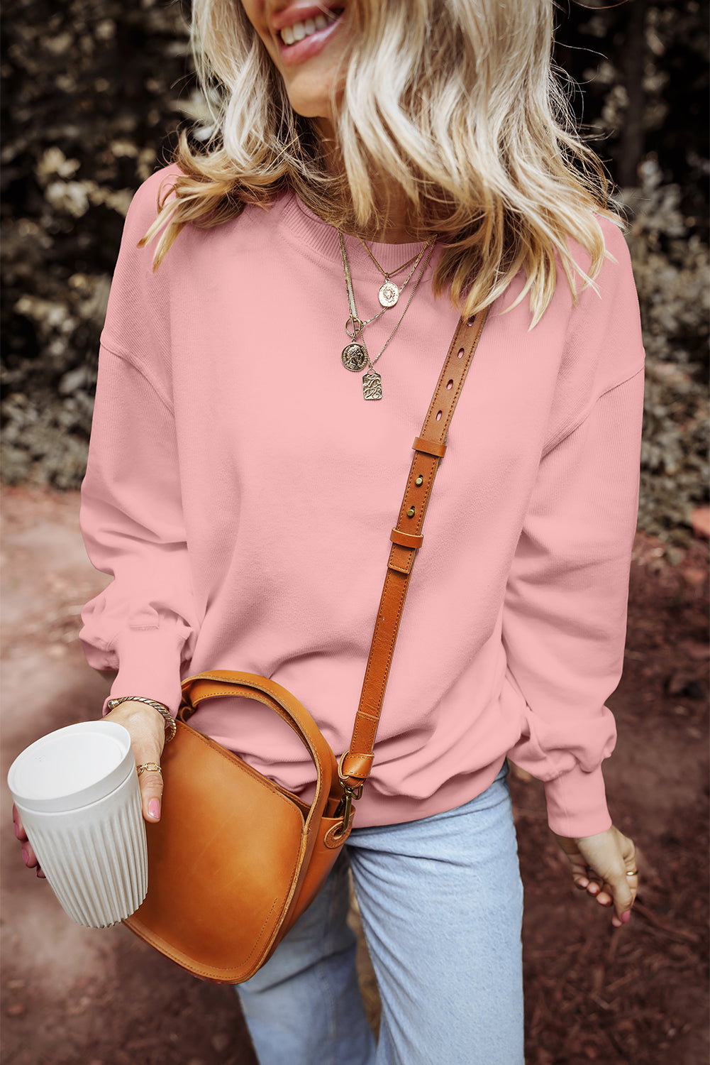 Round Neck Long Sleeve Sweatshirt Trandify Deal