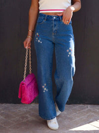 Embroidered Straight Jeans with Pockets Trandify deal