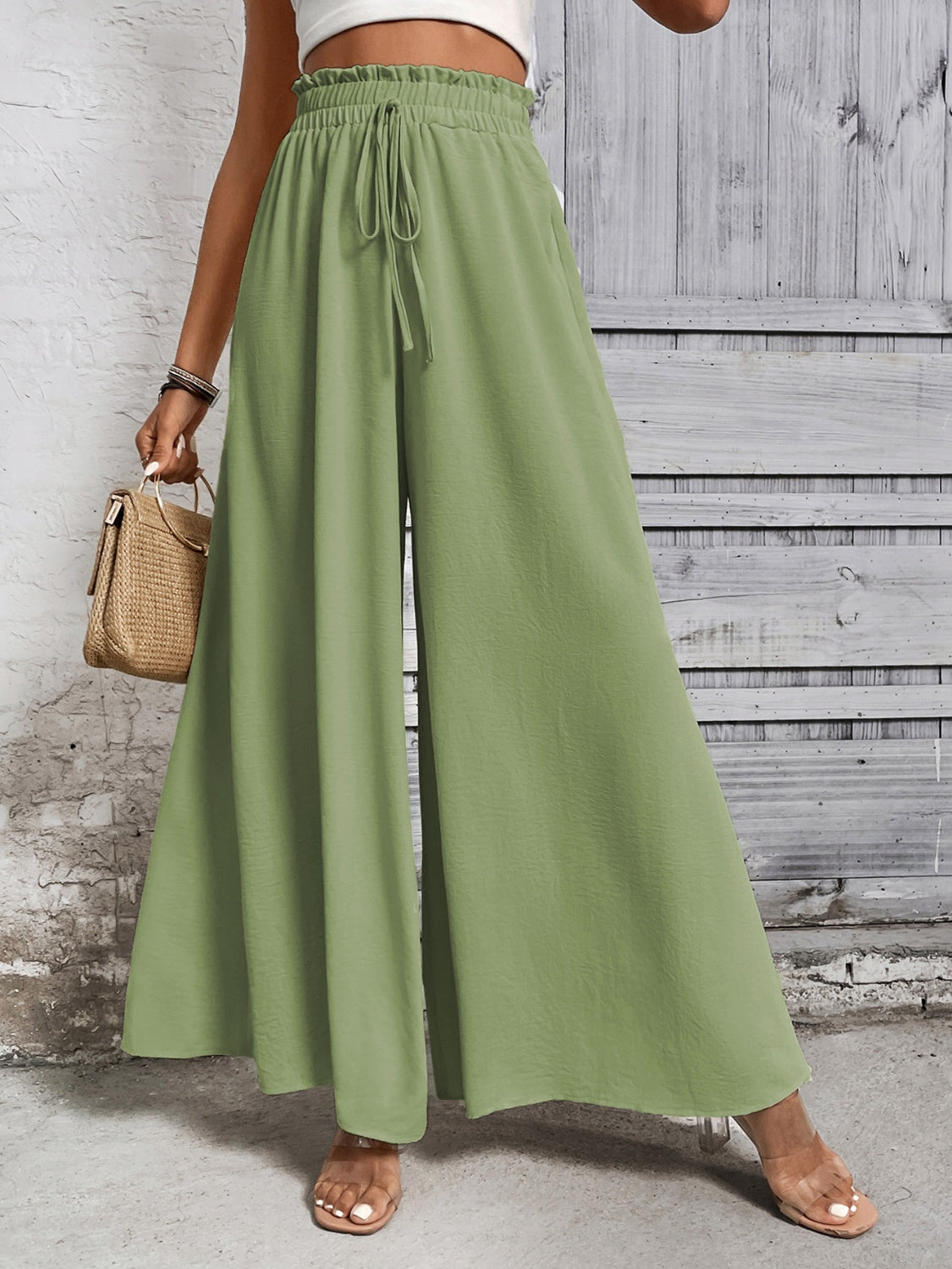 Tied High Waist Wide Leg Pants Trandify deal