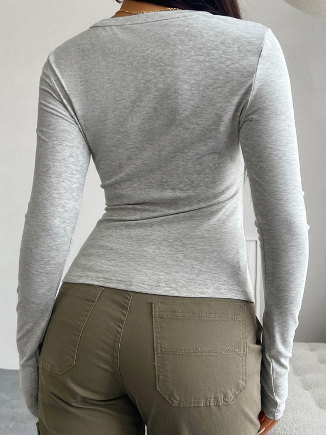 Devine Quarter Button Long Sleeve T-Shirt Trandify Deal