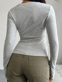 Devine Quarter Button Long Sleeve T-Shirt Trandify Deal