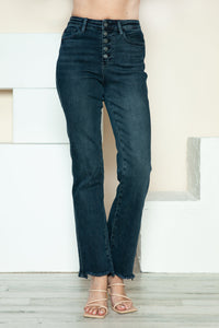 Judy Blue Full Size Button Fly Hem Destroy Straight Jeans Trandify Deal