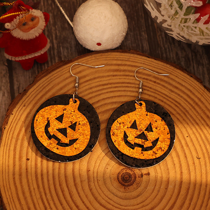 PU Leather Pumpkin Earrings Trandify Deal