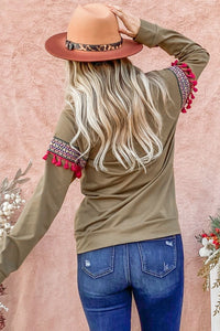 Ethnic Ribbon Tassel Trim Top Trandify Deal