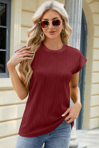 Round Neck Cap Sleeve T-Shirt Trandify deal