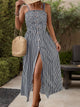 Perfee Tied Smocked Striped Sleeveless Midi Dress Trandify deal