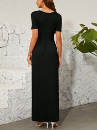 Surplice Short Sleeve Maxi Dress Trandify deal