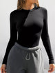 Ribbed Long Sleeve Crop Top - Soft Basic T-Shirt