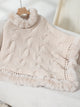 Fuzzy Hem Cable-Knit Poncho Trandify Deal