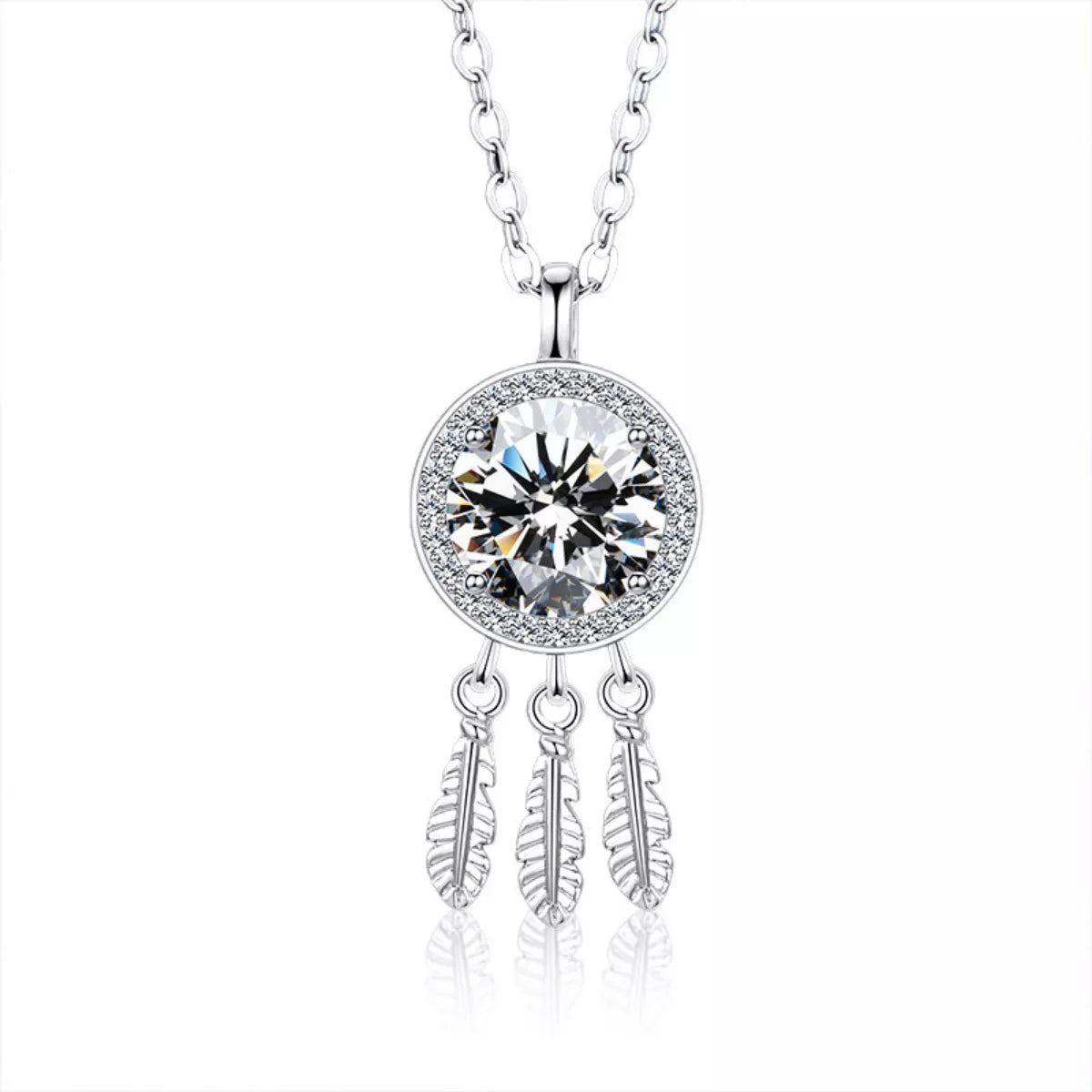 1 Carat Moissanite Dreamcatcher Pendant Necklace for Women