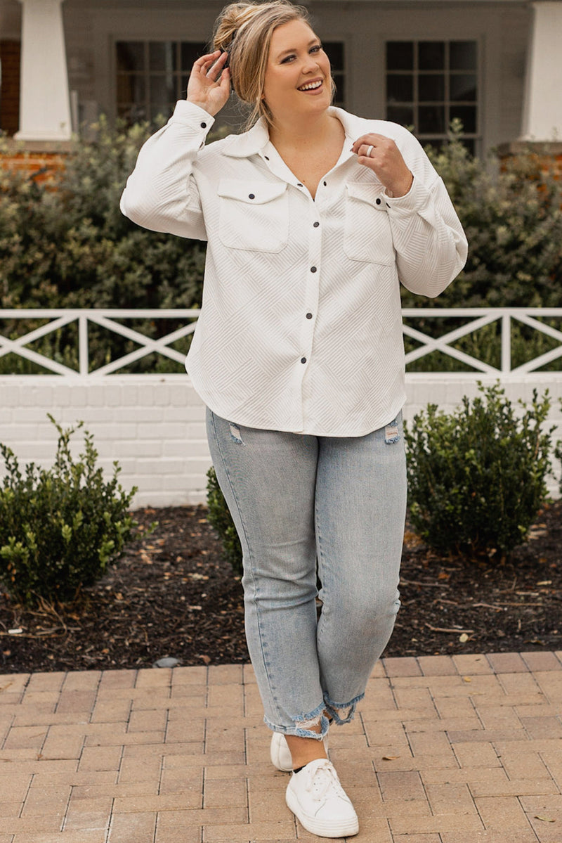Plus Size Snap Down Dropped Shoulder Jacket Trandify deal