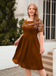 Plus Size Ruched Round Neck Short Sleeve Dress Trandify deal