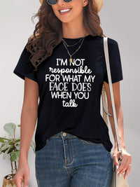 Letter Graphic Round Neck Short Sleeve T-Shirt Trandify deal