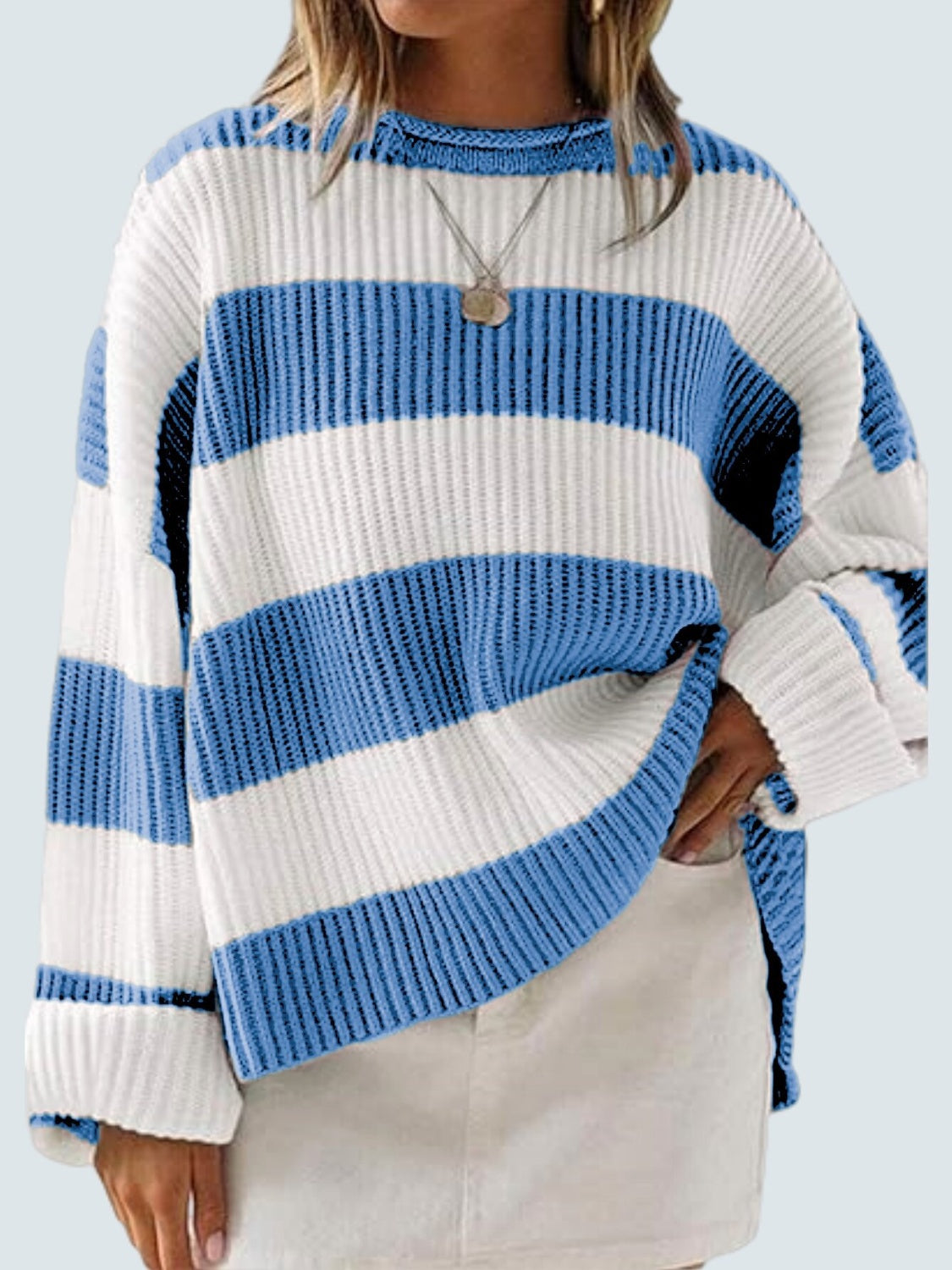 Round Neck Long Sleeve Sweater Trandify Deal