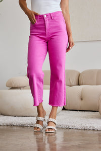 RFM Full Size Tummy Control High Waist Raw Hem Jeans Trandify deal