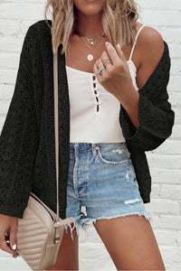 Openwork Open Front Dropped Shoulder Cardigan - Trandify Deal