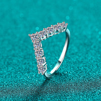 925 Sterling Silver Moissanite V Shape Ring Trandify Deal