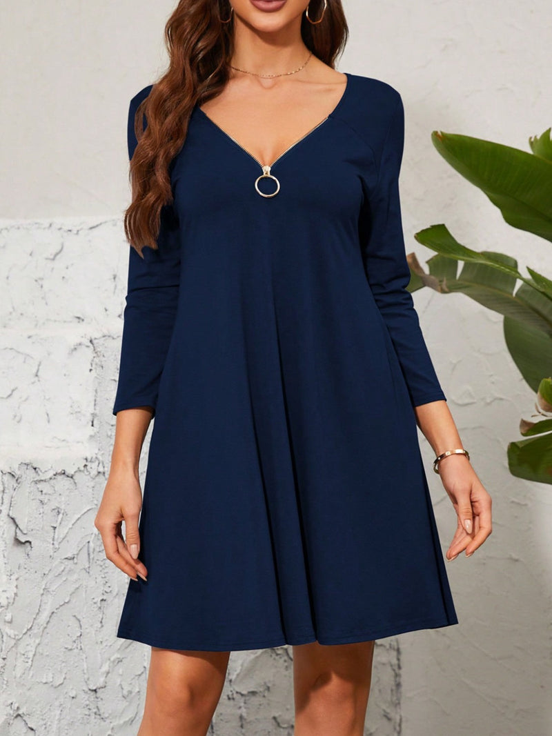 Quarter Zip Long Sleeve Dress Trandify Deal
