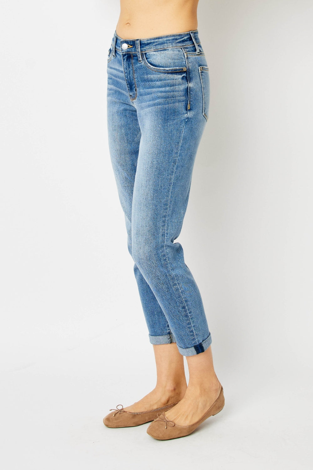 Judy Blue Full Size Cuffed Hem Slim Jeans Trandify deal