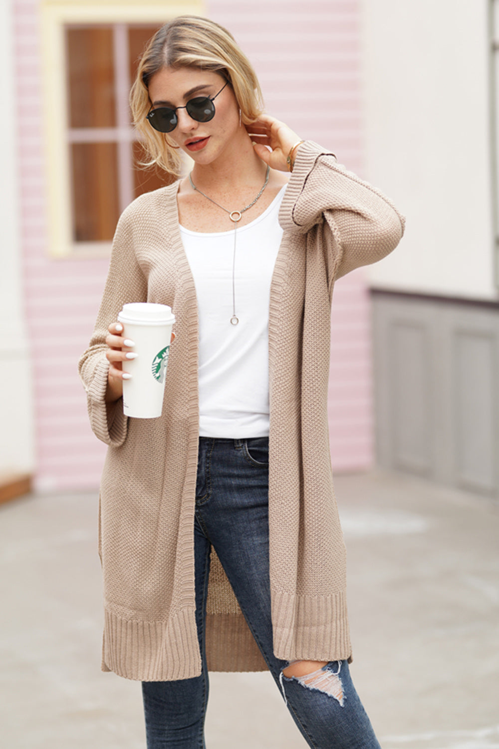 Open Front Long Sleeve Cardigan Trandify Deal
