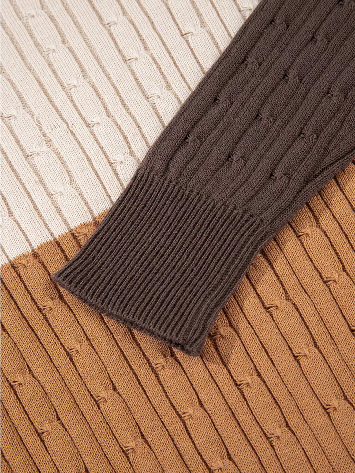 Women's Colorblock Cable Knit Sweater - 100% Cotton