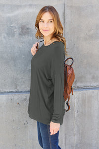 Basic Bae Full Size Round Neck Dropped Shoulder T-Shirt Trandify Deal