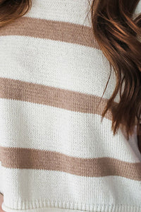 Striped Round Neck Short Sleeve Knit Top Trandify deal