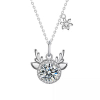1 Carat Moissanite Deer Antler Necklace in Sterling Silver