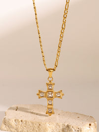 Stainless Steel Zircon Cross Pendant Necklace Trandify Deal