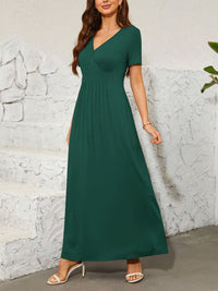 Surplice Short Sleeve Maxi Dress Trandify deal