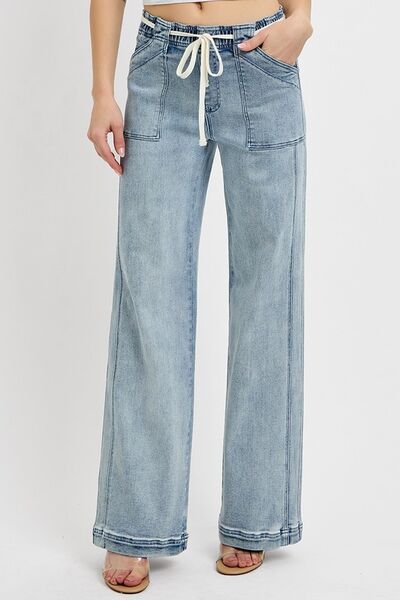 RISEN Women's Straight Leg Jeans with Pockets - Trandify Deal