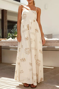 Floral Print Square Neck Maxi Cami Dress for Women – Boho Summer Dress with Side Slit
