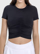 Millennia Ruched Round Neck Short Sleeve Active T-Shirt Trandify deal