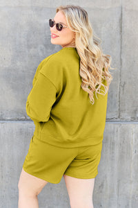Double Take Full Size Texture Long Sleeve Top and Drawstring Shorts Set Trandify Deal