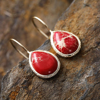 Copper Natural Stone Teardrop Shape Earrings Trandify Deal