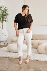 RFM Full Size Tummy Control High Waist Raw Hem Jeans Trandify deal
