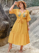 Plus Size Notched Tie Waist Half Sleeve Midi Dress Trandify deal